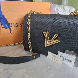 Louis Vuitton Twist Shoulder Bag MM Black Leather Epi
